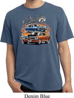 Mens Dodge Blue and Orange Super Bee Pigment Dyed T-shirt