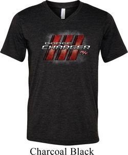 Mens Dodge Charger RT Logo Tri Blend V-neck Shirt