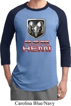 Mens Dodge Shirt Ram Hemi Logo Raglan Tee T-Shirt