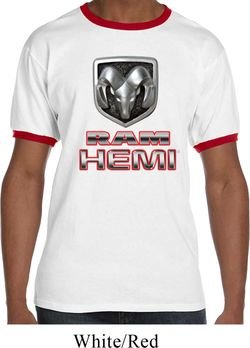 Mens Dodge Shirt Ram Hemi Logo Ringer Tee T-Shirt