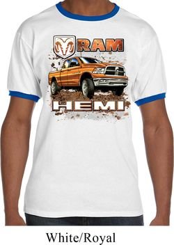 Mens Dodge Shirt Ram Hemi Trucks Ringer Tee T-Shirt