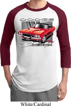Mens Dodge Shirt Red Challenger Raglan Tee T-Shirt
