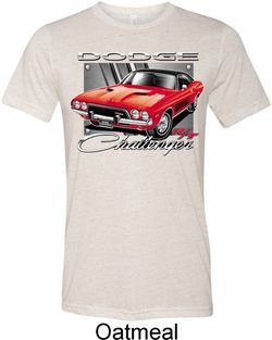 Mens Dodge Shirt Red Challenger Tri Blend Crewneck Tee T-Shirt