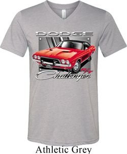 Mens Dodge Shirt Red Challenger Tri Blend V-neck Tee T-Shirt