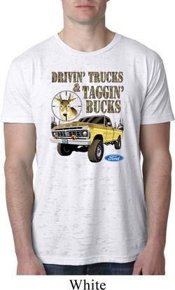 Mens Ford Shirt Driving and Tagging Bucks Burnout Shirt
