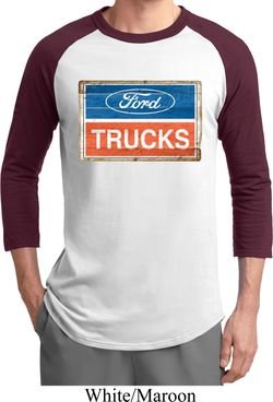 Mens Ford Shirt Ford Trucks Logo Raglan Tee T-Shirt