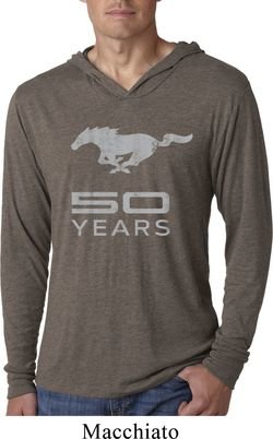 Mens Ford Shirt Mustang 50 Years Lightweight Hoodie Tee T-Shirt