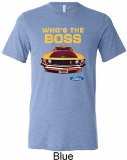 Mens Ford Shirt Mustang Who's The Boss Tri Blend Crewneck Shirt