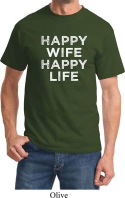 Mens Funny Shirt Happy Wife Happy Life Tee T-Shirt