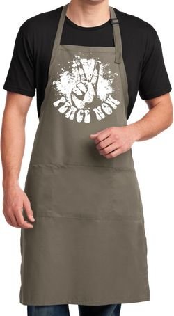 Mens Peace Apron Peace Now Full Length Apron with Pockets