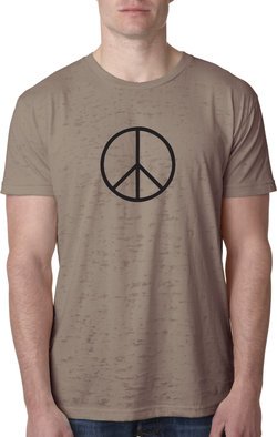 Mens Peace Shirt Basic Peace Black Burnout Tee T-Shirt