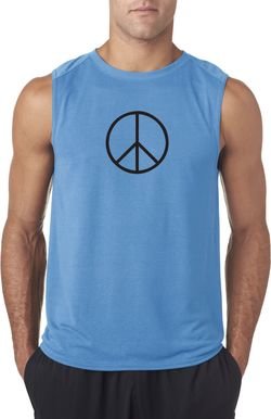 Mens Peace Shirt Basic Peace Black Sleeveless Tee T-Shirt