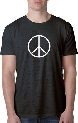Mens Peace Shirt Basic Peace White Burnout Tee T-Shirt