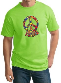 Mens Peace Shirt Funky Peace Tall Tee T-Shirt