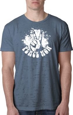 Mens Peace Shirt Peace Now Burnout Tee T-Shirt