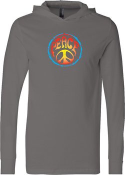 Mens Peace Shirt Psychedelic Peace Lightweight Hoodie Tee