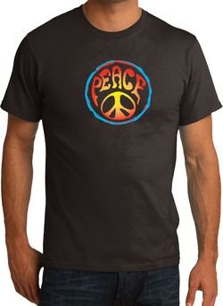 Mens Peace Shirt Psychedelic Peace Organic Tee T-Shirt