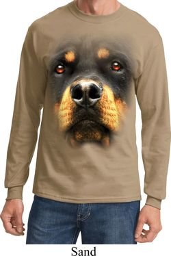 Mens Shirt Big Rottweiler Face Long Sleeve Tee T-Shirt