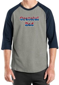 Mens Shirt Grateful American Dad Raglan Tee T-Shirt