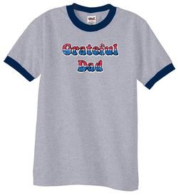 Mens Shirt Grateful American Dad Ringer Tee T-Shirt