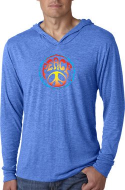 Mens Shirt Psychedelic Peace Lightweight Hoodie Tee T-Shirt