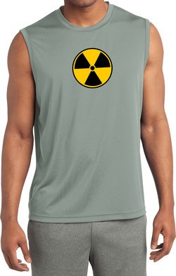 Mens Shirt Radiation Symbol Sleeveless Moisture Wicking Tee T-Shirt