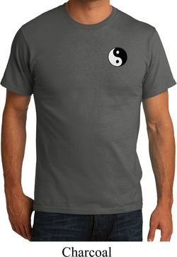 Mens Yoga Shirt Yin Yang Patch Pocket Print Organic Tee T-Shirt