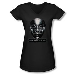 Mirrormask Shirt Juniors V Neck Mask Black Tee T-Shirt