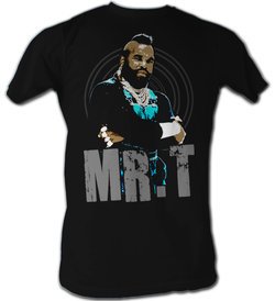 Mr. T T-Shirt - Black and White A-Team Adult Black Tee Shirt