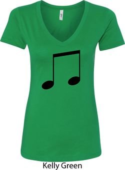 Music 8th Note Ladies V-Neck Shirt