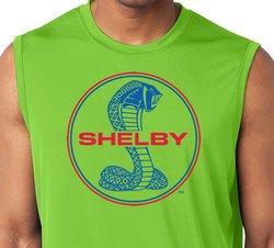 Ford Mustang Red & Blue Shelby Cobra Muscle Shirt - Lime Green