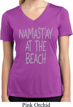 Click to get Namastay at the Beach Ladies Moisture Wicking Vneck Shirt