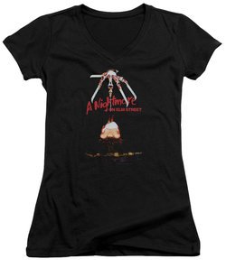 Nightmare On Elm Street Juniors V Neck Shirt Alternate Poster Black T-Shirt