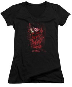 Nightmare On Elm Street Juniors V Neck Shirt One Two Freddys Coming For You Black T-Shirt