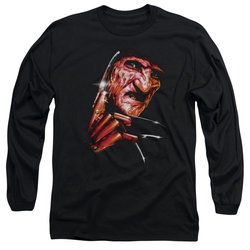 Nightmare On Elm Street Long Sleeve Shirt Freddy's Face Black Tee T-Shirt