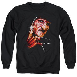 Nightmare On Elm Street Sweatshirt Freddy's Face Adult Black Sweat Shirt