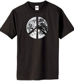 PEACE EARTH Sign Symbol 100% Organic Cotton Adult T-shirt - Black