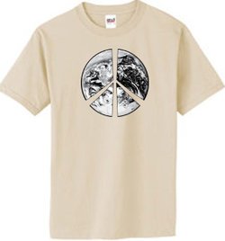 PEACE EARTH Sign Symbol 100% Organic Cotton Adult T-shirt - Natural