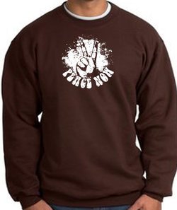 Peace Now Retro Vintage Classic Style Adult Sweatshirt - Brown