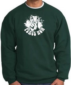 Peace Now Retro Vintage Classic Style Adult Sweatshirt - Dark Green