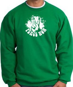 Peace Now Retro Vintage Classic Style Adult Sweatshirt - Kelly Green