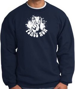 Peace Now Retro Vintage Classic Style Adult Sweatshirt - Navy