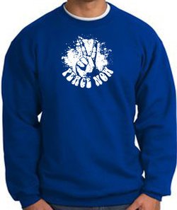 Peace Now Retro Vintage Classic Style Adult Sweatshirt - Royal