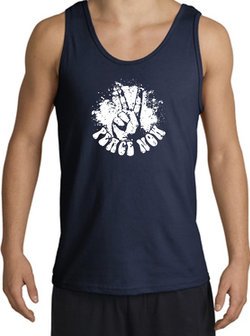 Peace Now Retro Vintage Classic Style Adult Tanktop - Navy