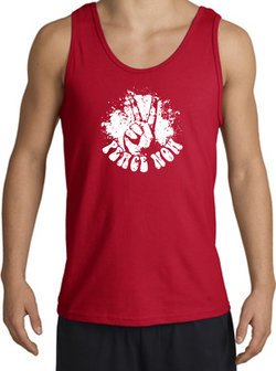 Peace Now Retro Vintage Classic Style Adult Tanktop - Red