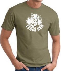 Peace Now Retro Vintage Classic Style T-shirt - Army Green