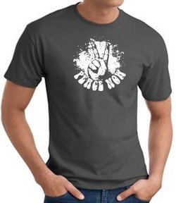 Peace Now Retro Vintage Classic Style T-shirt - Charcoal