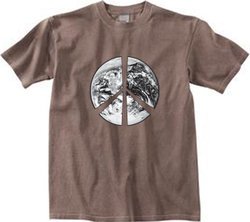 Peace Shirt Earth Satellite Image Pigment Dyed Tee Chestnut Brown