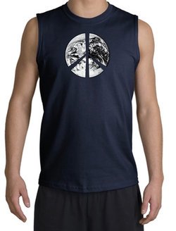 Peace Shirt Peace Earth Satellite Image Muscle Shirt Navy