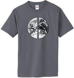 Peace Shirt Peace Earth Satellite Image Organic Tee Charcoal Grey
